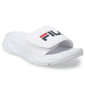 FILA Zen Slide Layered Women's Sandals Slides Athletic Casual White Navy Red 10